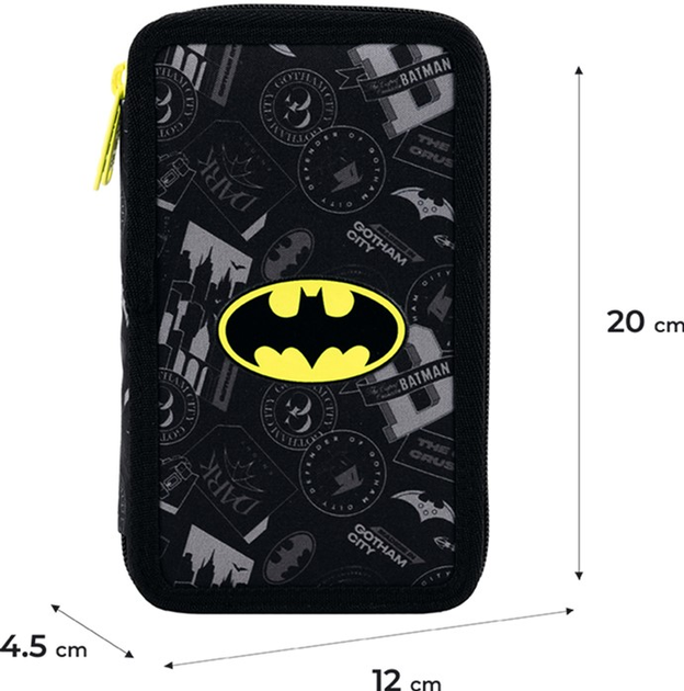 Пенал шкільний без наповнення Kite DC Batman 2 відділення 20x12x4.5 см Чорний (DC25-623) - зображення 3