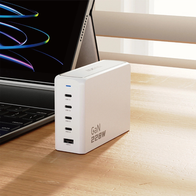 Ładowarka biurkowa Dudao A228EU GaN 228 W PD 4 x USB-C + USB-A White (6976625331376) - obraz 13