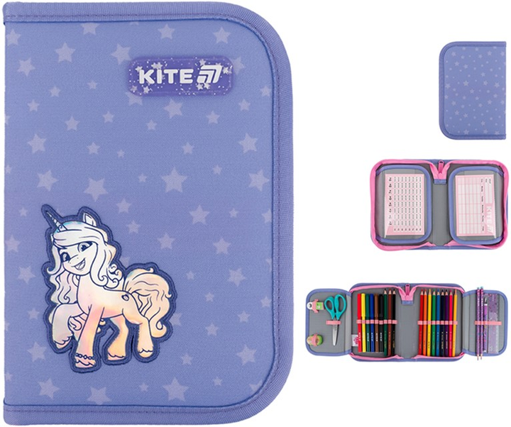 Пенал шкільний з наповненням Kite My Little Pony 1 відділення 2 відвороти 20.5х14х4 см Фіолетовий (LP25-622H) - зображення 2