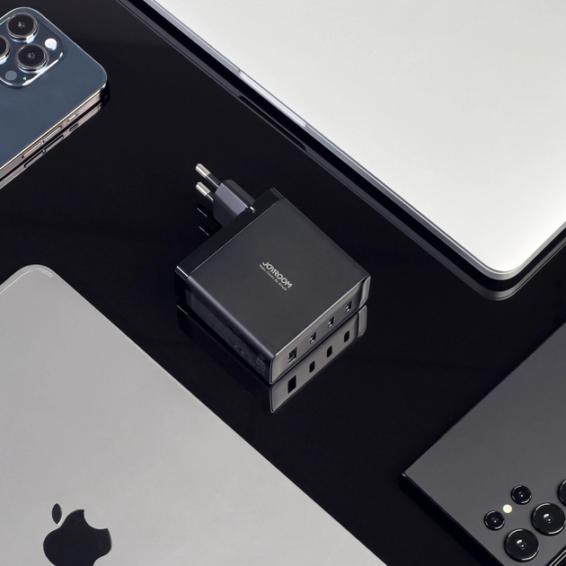 Мережевий зарядний пристрій JOYROOM GaN 100 Вт PD 3 x USB-C + USB-A вилка EU Black (JR-TCG04EU) - зображення 10
