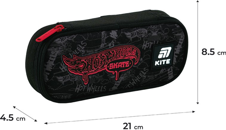 Пенал шкільний Kite Hot Wheels Skate 21x8.5x4.5 см Чорний (HW25-662-1) - зображення 3