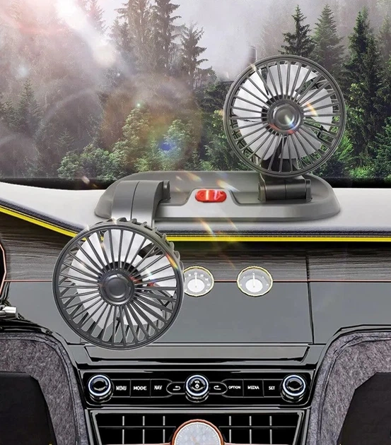 Вентилятор автомобильный с двойной головкой 2 скорости 5V Black - изображение 3