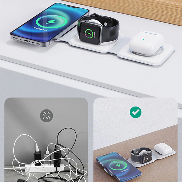 Stacja ładująca Dudao A11N 15 W 3-in-1 z kablem USB-C - USB-C White (6973687249489) - obraz 3