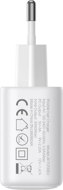 Ładowarka sieciowa JOYROOM JR-TCF21 USB-A + USB-C 20 W PD / QC 3.0 White (6956116722807) - obraz 4