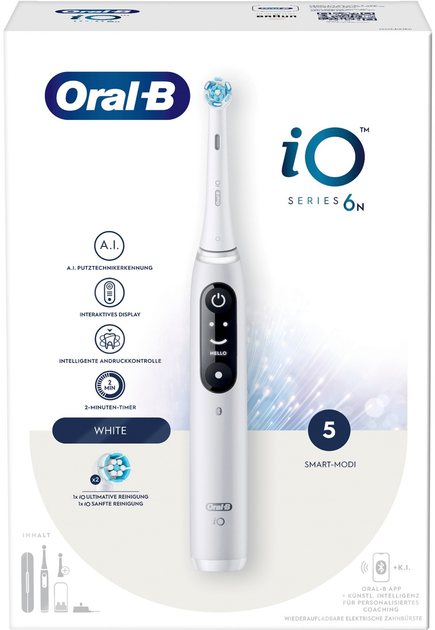 Elektryczna szczoteczka do zębów Oral-B iO 6N Biała + Brush Head + TC (4210201445233) - obraz 3