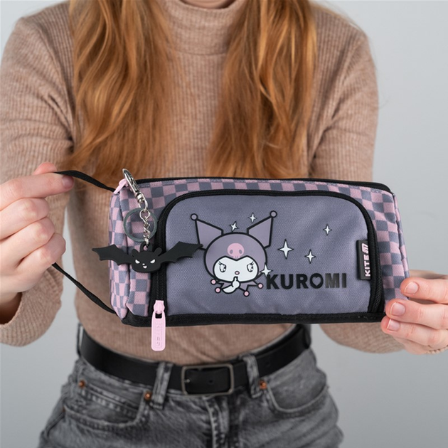 Пенал шкільний Kite Kuromi 12x21.5x7 см Сіро- Фіолетовий (HK25-2700) - зображення 6