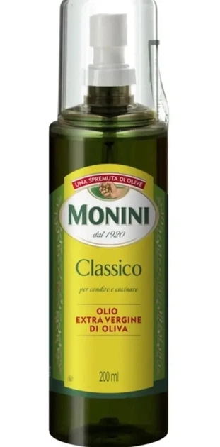 Масло оливковое спрей Monini Extra Virgin Classico холодного отжима 200 мл - Фото 1 Масло оливковое спрей Monini Extra Virgin Classico холодного отжима 200 мл - изображение 1