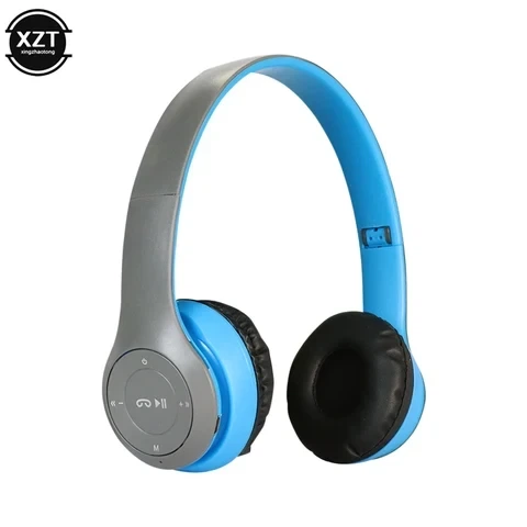 Бездротові Навушники P-47 Bluetooth + MicroSD + FM Радіо Сірий з блакитним (61901TT685) - Фото 3 Бездротові Навушники P-47 Bluetooth + MicroSD + FM Радіо Сірий з блакитним (61901TT685) - зображення 3