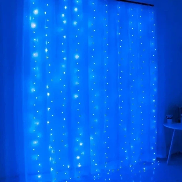 Гирлянда-штора светодиодная 160 LED 2х2 м USB с пультом Синяя (3712IM390) - изображение 2