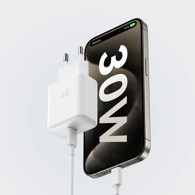 Ładowarka sieciowa JOYROOM JR-TCF24 USB-C 30 W QC SFC PD + kabel USB-C 1 m White (6956116724801) - obraz 9