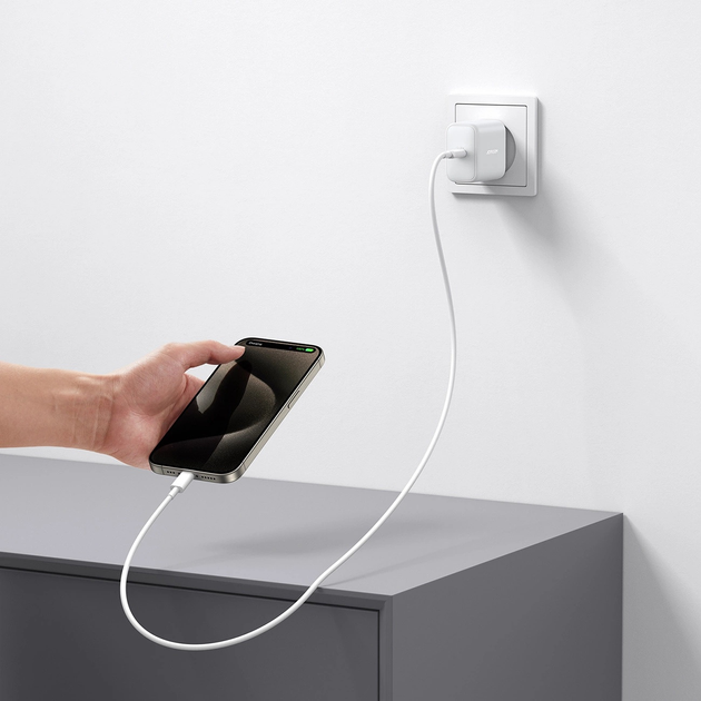 Ładowarka sieciowa JOYROOM JR-TCF24 USB-C 30 W QC SFC PD + kabel USB-C 1 m White (6956116724801) - obraz 11