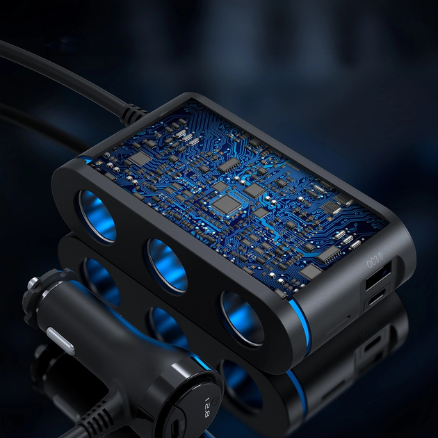 Ładowarka samochodowa JOYROOM JR-CL06 1x USB-C PD 4x USB-A QC 3x gniazdo zapalniczki Black (6941237165121) - obraz 9