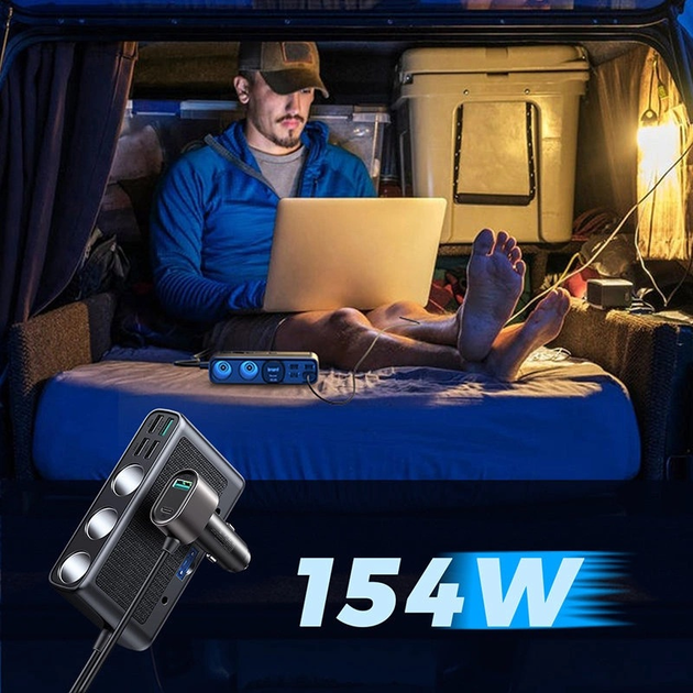 Ładowarka samochodowa JOYROOM JR-CL06 1x USB-C PD 4x USB-A QC 3x gniazdo zapalniczki Black (6941237165121) - obraz 4