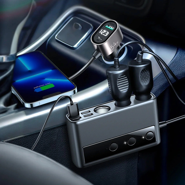 Ładowarka samochodowa JOYROOM JR-CL06 1x USB-C PD 4x USB-A QC 3x gniazdo zapalniczki Black (6941237165121) - obraz 8