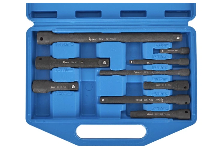 Набор ударных удлинителей 1/4", 3/8", 1/2" CrV, 9 шт. Geko (G10531) - изображение 2