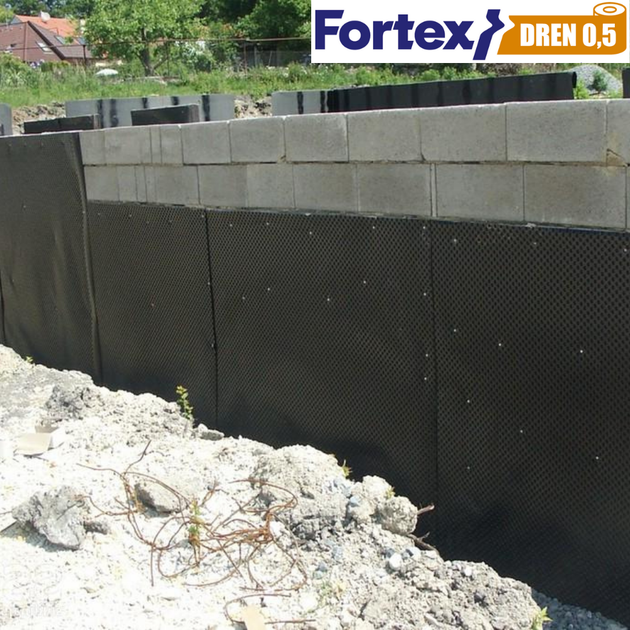 Дренажная мембрана для фундамента Fortex DREN 0,5 1 x 20 м, 20 м2 - изображение 10