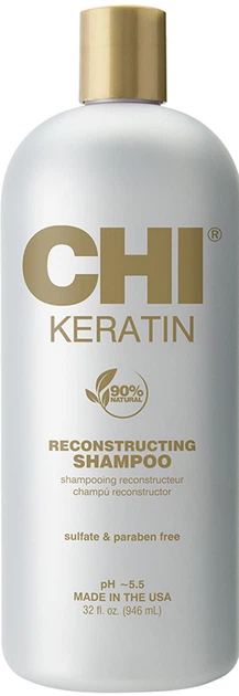Шампунь відновлювальний з кератином Keratin CHI, 946 мл - Фото 1 Шампунь відновлювальний з кератином Keratin CHI, 946 мл - изображение 1