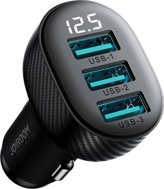 Автомобільний зарядний пристрій Joyroom JR-CCD03 3.4 A 3 x USB-A Black (6941237112002) - зображення 4