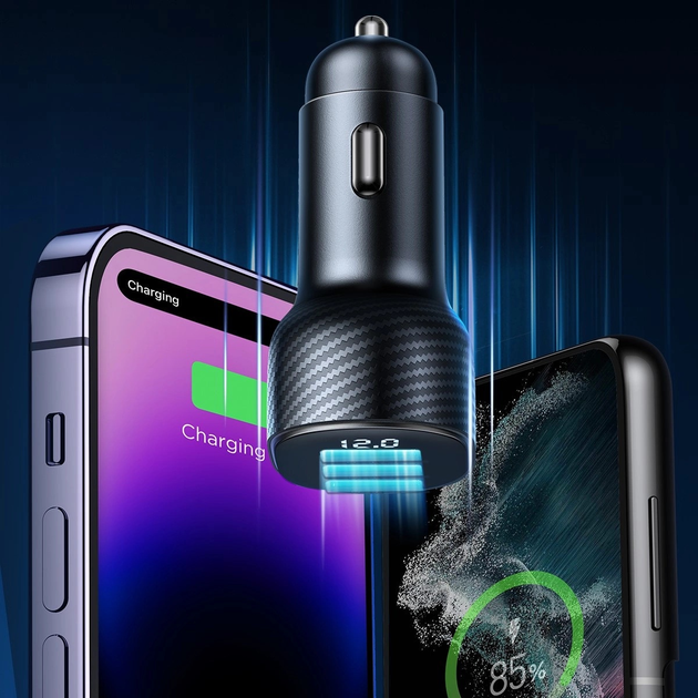 Автомобільний зарядний пристрій Joyroom JR-CCD03 3.4 A 3 x USB-A Black (6941237112002) - зображення 8