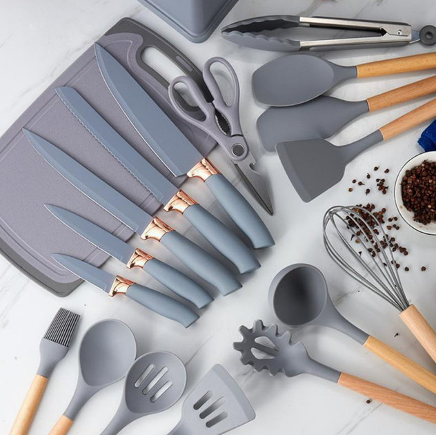 Кухонний набір 19в1 Kitchen Set СІРИЙ - зображення 2