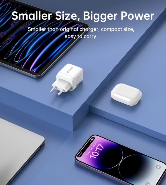 Ładowarka sieciowa CHOETECH PD6051 35 W GaN PD 2 x USB-C White (6932112106117) - obraz 6
