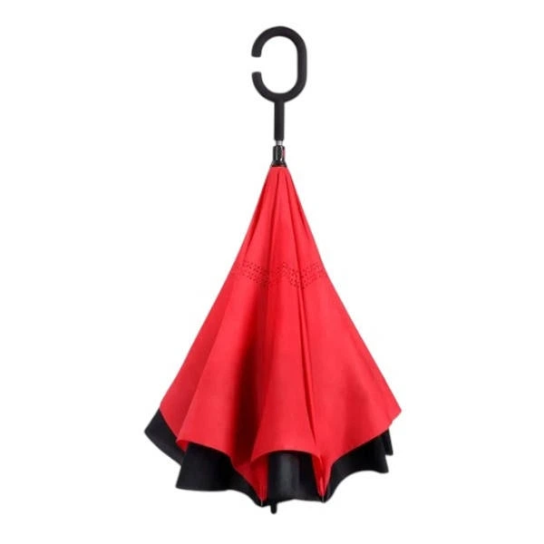 Парасолька навпаки Up Brella однотонна Червона - Фото 1 Парасолька навпаки Up Brella однотонна Червона - зображення 1