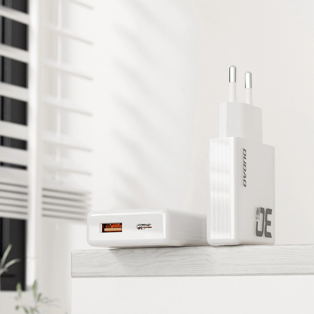 Ładowarka sieciowa Dudao A30EUL 30 W GaN PD USB-C + USB-A + kabel Lightning White (6976625332816) - obraz 4