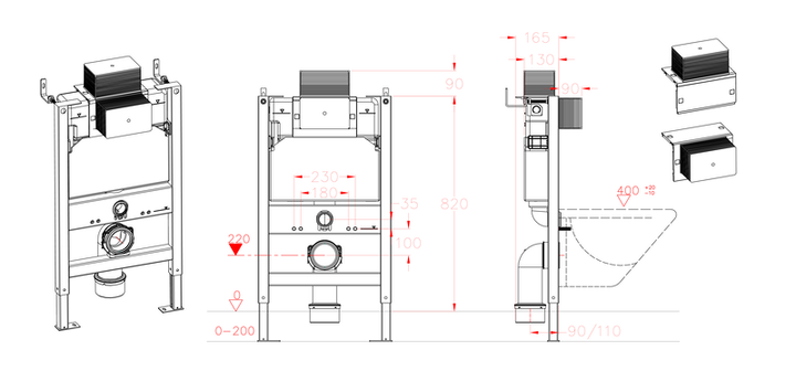 Інсталяція для підвісного унітазу Koer KT-0403 (500x165x820 mm) без панелі змиву (KR5313) - зображення 2
