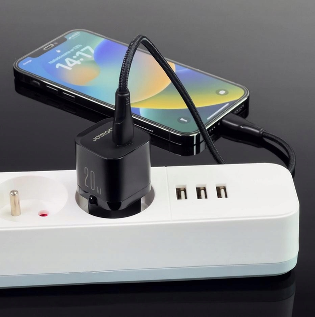 Мережевий зарядний пристрій JOYROOM JR-TCF02 PD 20 Вт GaN USB-C + кабель USB-C Black (6941237126412) - зображення 4