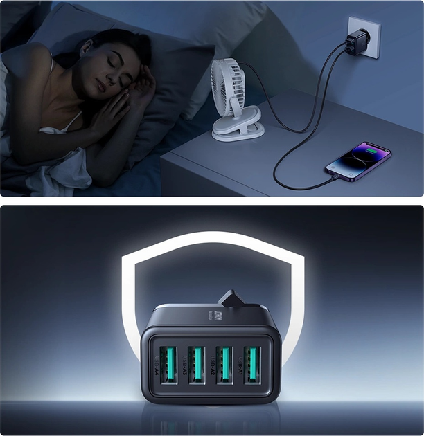 Ładowarka sieciowa JOYROOM JR-TCN03 4 x USB-A 24 W 4.8 A Black (6956116753450) - obraz 8