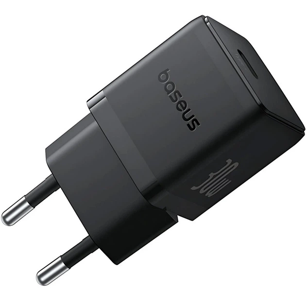 Сетевое зарядное устройство Baseus Palm Fast Charger 30W (1USB-C) + кабель Type-C to Type-C Cluster Black - изображение 3