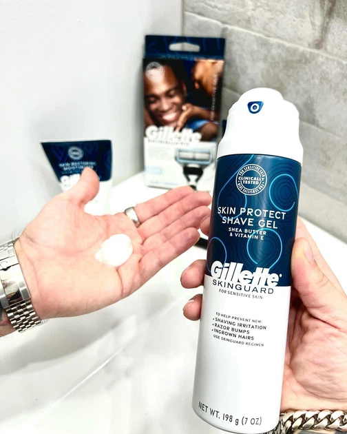 Успокаивающий гель для бритья Gillette SkinGuard с увлажняющими компонентами 198 г - Фото 2 Успокаивающий гель для бритья Gillette SkinGuard с увлажняющими компонентами 198 г - изображение 2