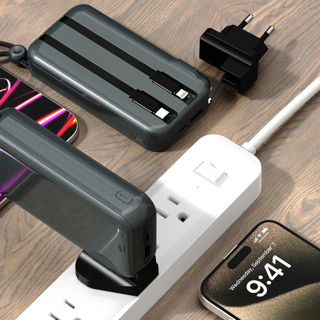 Ładowarka-Powerbank podróżna Dudao K25 10000 mAh z 3 wtyczkami Black (6977196680061) - obraz 9