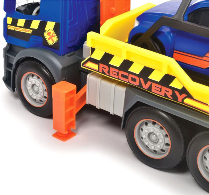 Zestaw Dickie City Laweta Mercedes z podnośnikiem I przewożonym pojazdem 26 cm 203745016 (4006333076176) - obraz 4