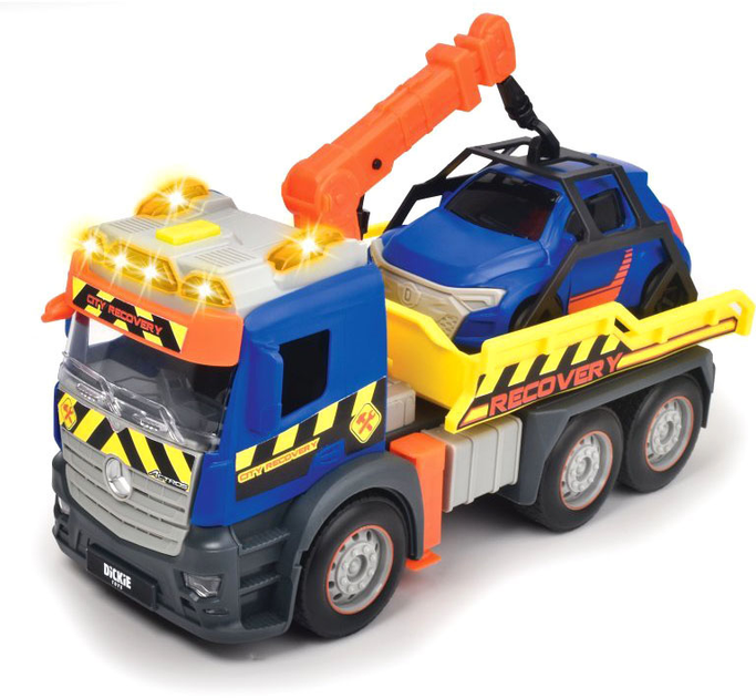 Zestaw Dickie City Laweta Mercedes z podnośnikiem I przewożonym pojazdem 26 cm 203745016 (4006333076176) - obraz 5