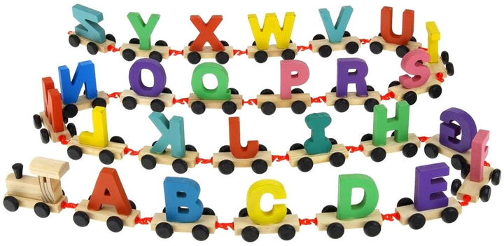 Pociąg Nobo Kids drewniany + kolejka Alfabet 26 wagoników CH-7086249 (5904665407691) - obraz 3