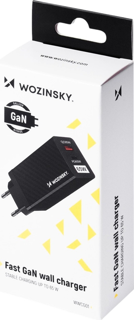 Ładowarka sieciowa Wozinsky WWCG01 65 W GaN USB-C + USB-A Black (5907769307492) - obraz 5