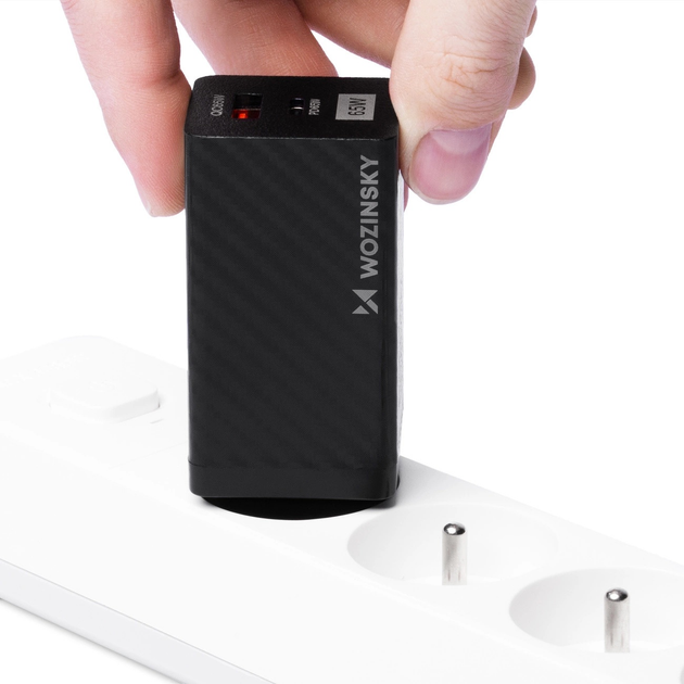 Ładowarka sieciowa Wozinsky WWCG01 65 W GaN USB-C + USB-A Black (5907769307492) - obraz 6
