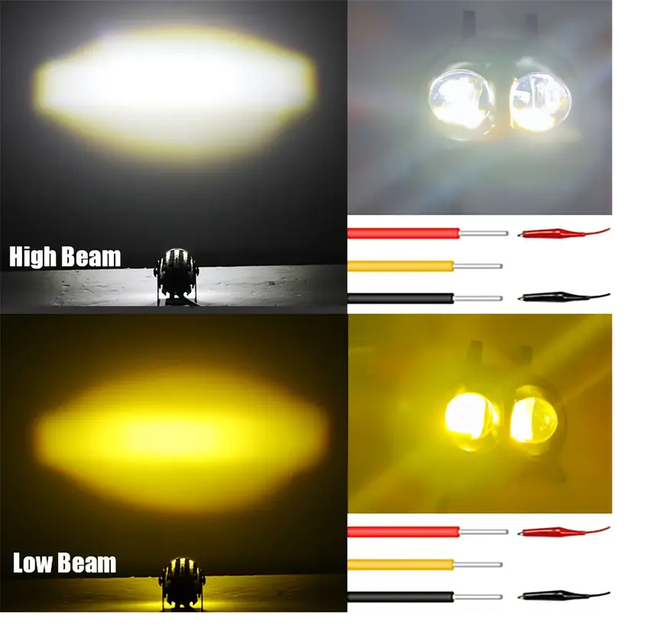 Светодиодная двухцветная фара Moto LED Mini Сова 20W 2000Lm 9-60V для мотоцикла, мопеда, скутера - изображение 8