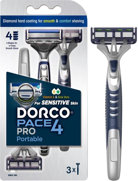 Бритва одноразовая Dorco Pace 4 Portable для мужчин с 4 лезвиями 3 шт (8801038598253) - Фото 1 Бритва одноразовая Dorco Pace 4 Portable для мужчин с 4 лезвиями 3 шт (8801038598253) - изображение 1