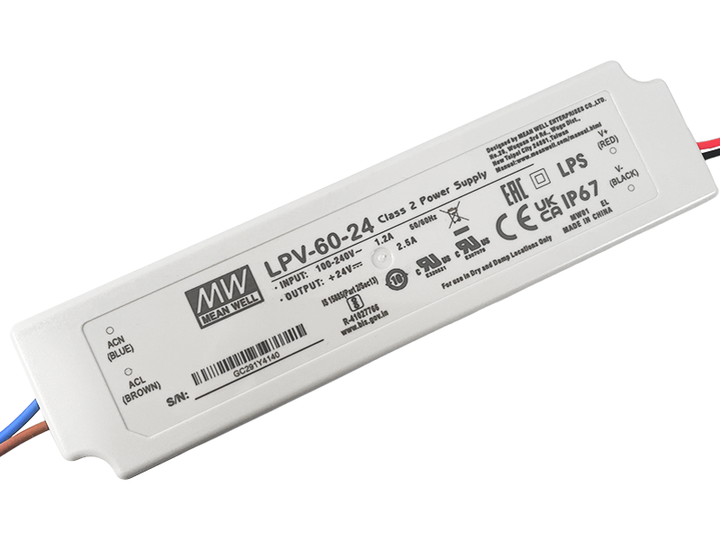 Блок живлення 60W IP67 24V 2 роки гарантії LPV60 MEAN WELL - изображение 2