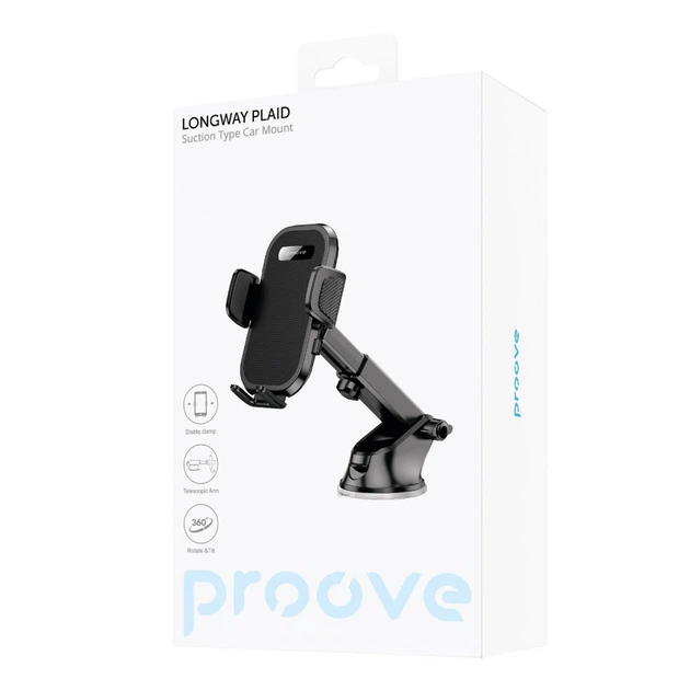 Держатель телефона в машину Proove Longway Plaid Suction Type Car Mount black - изображение 7