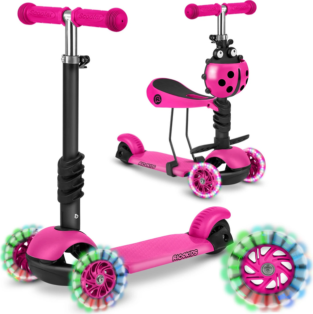 Hulajnoga dziecięca RICOKIDS Buggy trójkołowa Różowa (5903890611637) - obraz 13