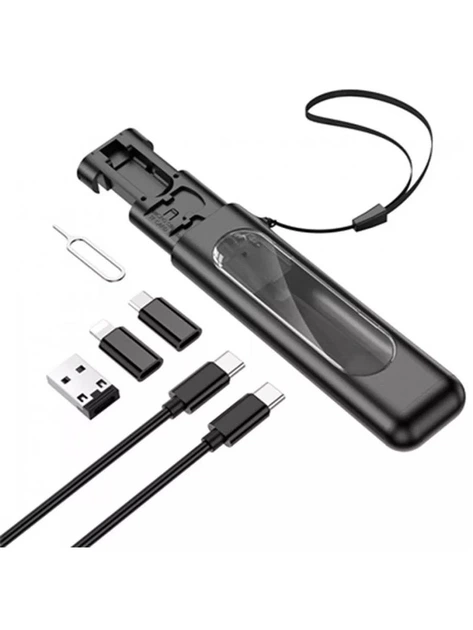 Набор 4в1 переходников адаптеров Borofone переходник USB Lightning MicroUSB с кабелем Type-C to Type-C в кейсе, 60W - изображение 4