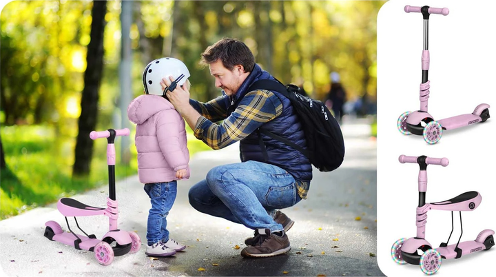 Hulajnoga dziecięca RICOKIDS Cubi trójkołowa Różowa (5903890611699) - obraz 7