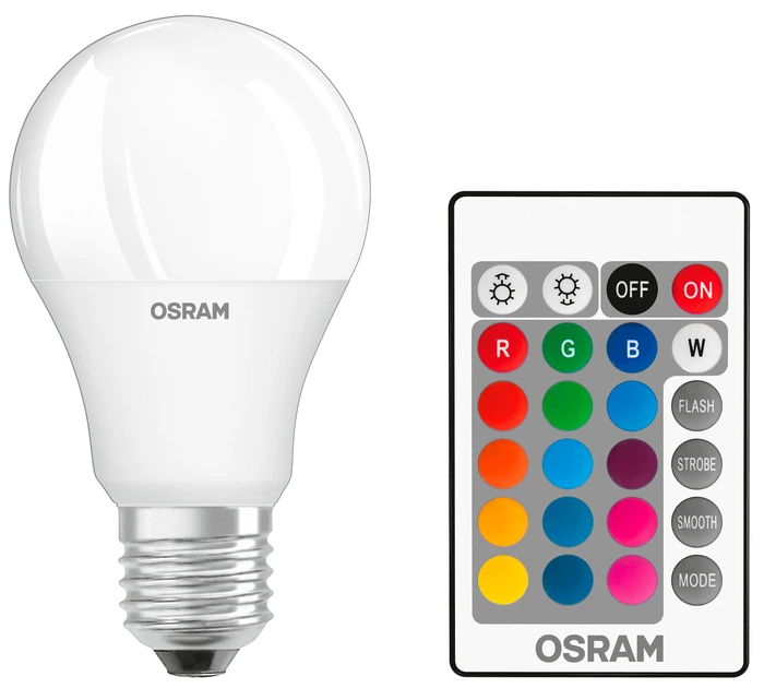 Світлодіодна лампа Osram LED STAR+ A60 DIM 9W (806Lm) 2700К+RGB E27 пульт ДУ (4058075430891) - зображення 2