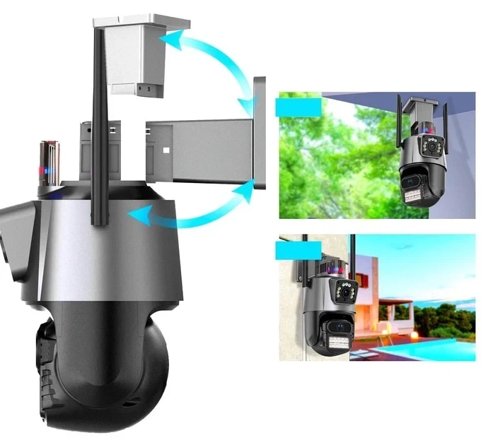 Уличная охранная поворотная WIFI камера Dual Lens Zoom 8MP сирена (5712CS503) - Фото 3 Уличная охранная поворотная WIFI камера Dual Lens Zoom 8MP сирена (5712CS503) - изображение 3