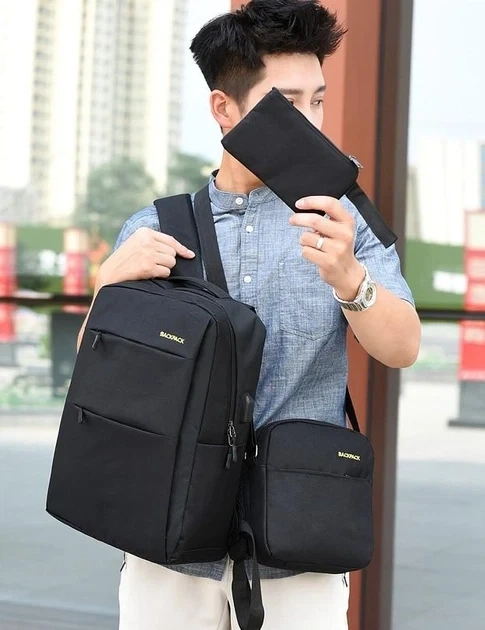 Рюкзак городской 3в1 Backpack 9018 дорожный комплект черный (5712CS566) - изображение 2