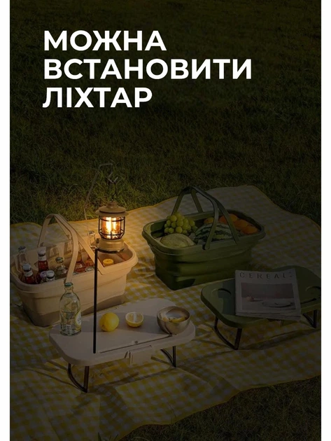 Корзина для пикника со столиком раскладным 44х26х23 см бежевая - изображение 5