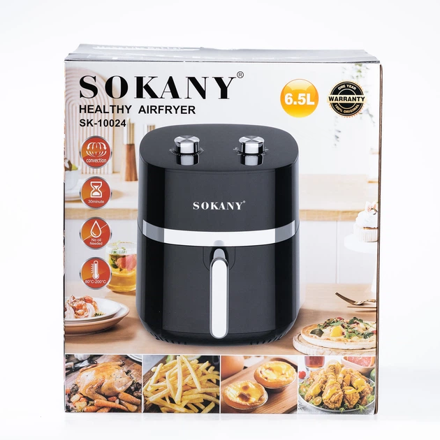 Аэрогриль фритюрница мультипечь SOKANY SK-10024 на 6,5л с терморегулятором черный - изображение 9